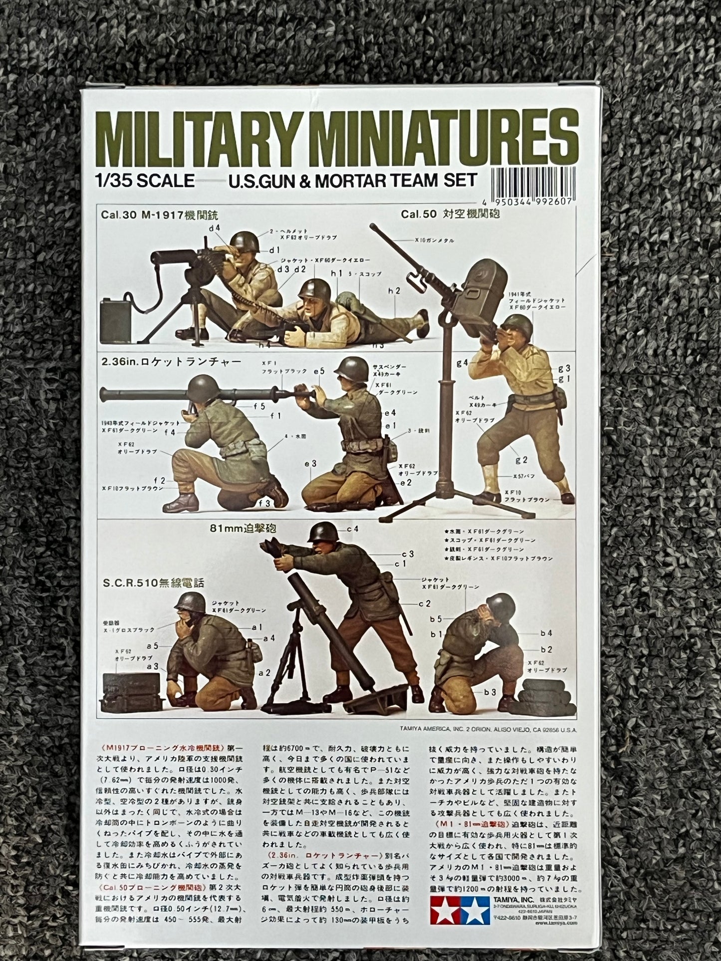Tamiya 1/35 U.S. Gun and Mortar Team 35086 Military Model Kit