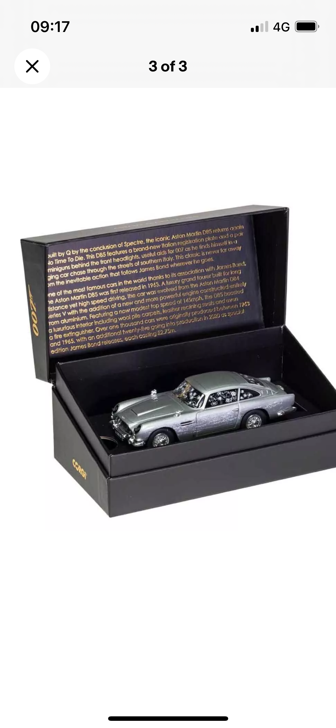 CORGI 004314CC JAMES BOND ASTON MARTIN DB5 BULLET RIDDEN CAR FROM NO TIME TO DIE